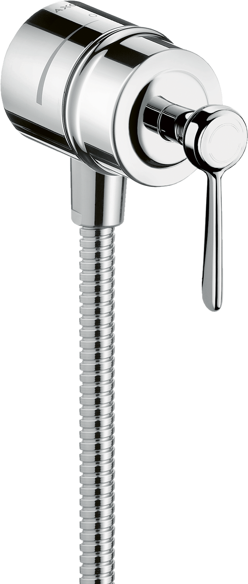 HANSGROHE AXOR Montreux Přípojka hadice se zpětným ventilem, uzavíracím ventilem a páčkovou rukojetí #16883000 - chrom