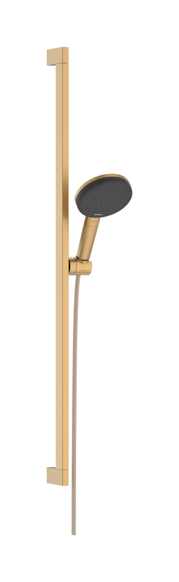 HANSGROHE Raindance Alive Select S Sprchová sada 125 3jet EcoSmart se sprchovou tyčí Unica E Puro 90 cm a se snadno posuvným držákem ruční sprchy #24601140 - kartáčovaný bronz