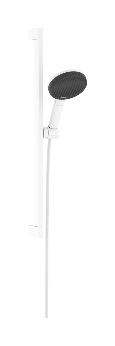HANSGROHE Raindance Alive Select S Sprchová sada 125 3jet EcoSmart se sprchovou tyčí Unica E Puro 65 cm a sprchovým držákem Easy Slide #24600700 - matná bílá