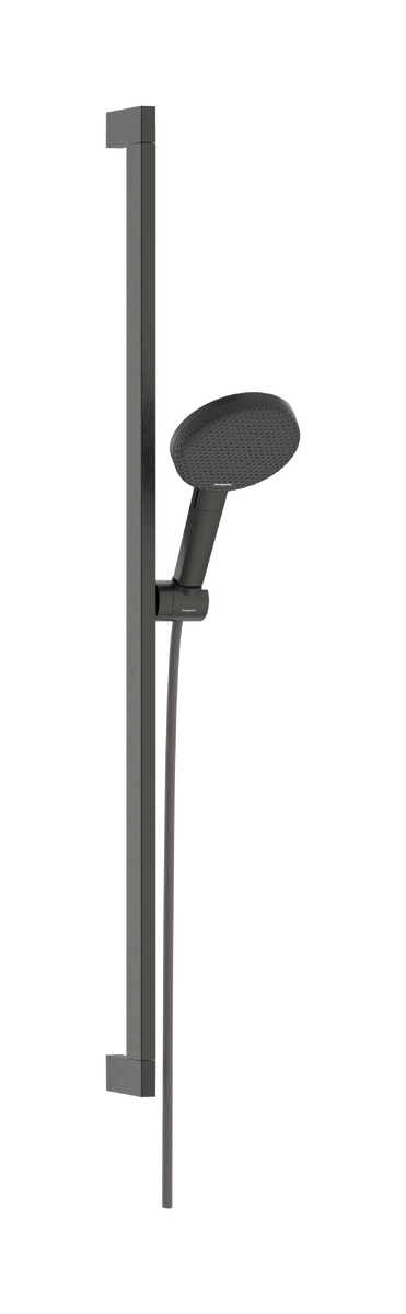 HANSGROHE Raindance Alive Select S Sprchová sada 125 3jet EcoSmart se sprchovou tyčí Unica E Puro 90 cm a se snadno posuvným držákem ruční sprchy #24601340 - kartáčovaný černý chrom