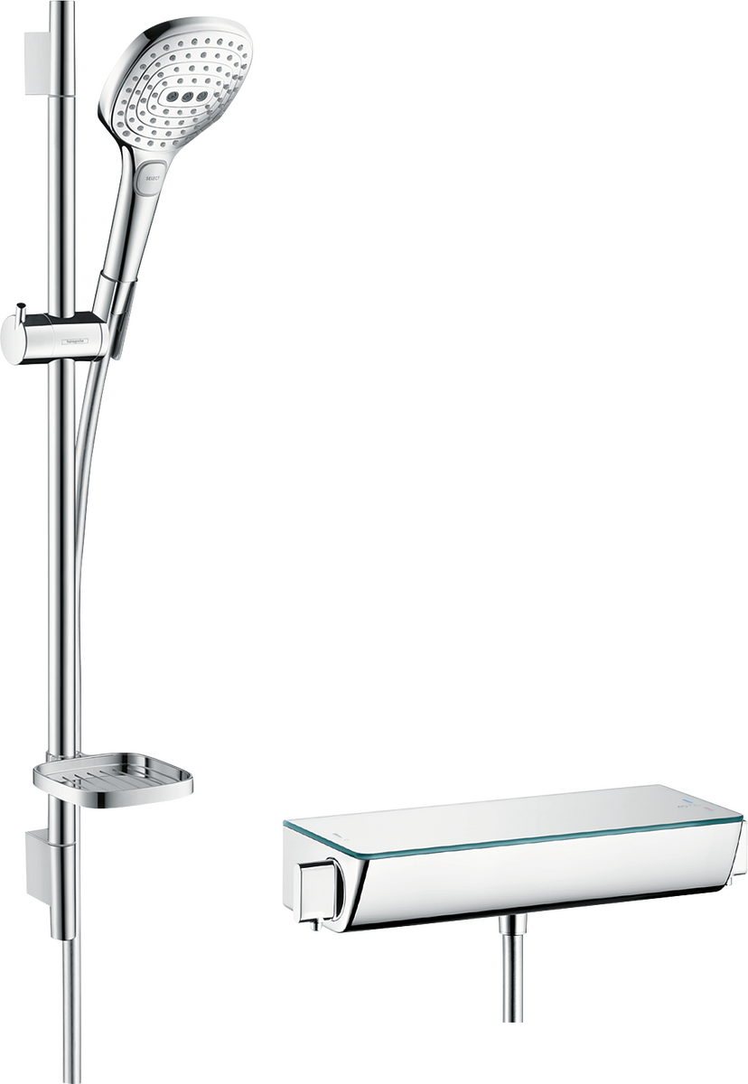 HANSGROHE Raindance Select E Sprchový systém na stěnu 120 3jet s termostatem Ecostat Select a sprchovou tyčí 65 cm #27038000 - chrom