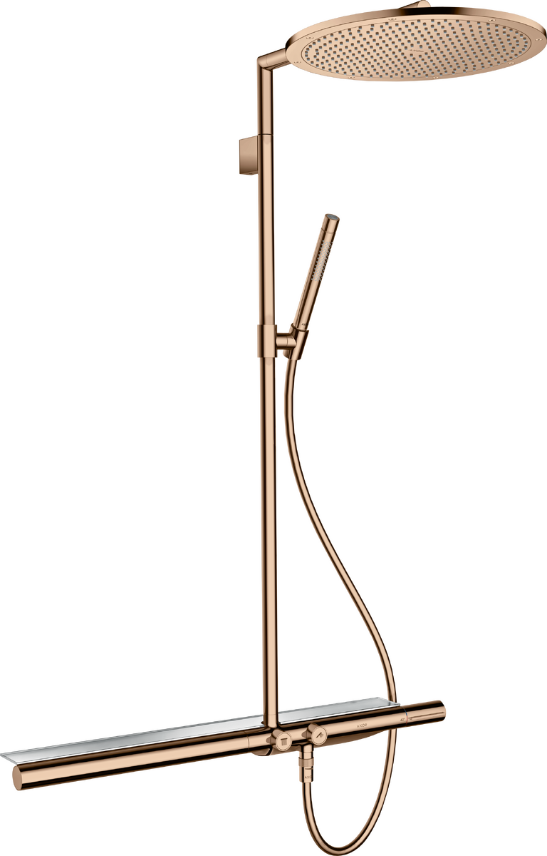 HANSGROHE AXOR ShowerSolutions Showerpipe s termostatem 800 a horní sprchou 350 1jet #27984300 - Leštěné červené zlato