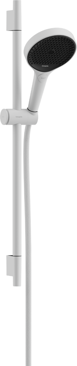 HANSGROHE Rainfinity Sprchová sada 130 3jet se sprchovou tyčí S Puro 65 cm, jezdec s tlačítkem Push a textilní sprchová hadice Designflex 160 cm #28745700 - matná bílá