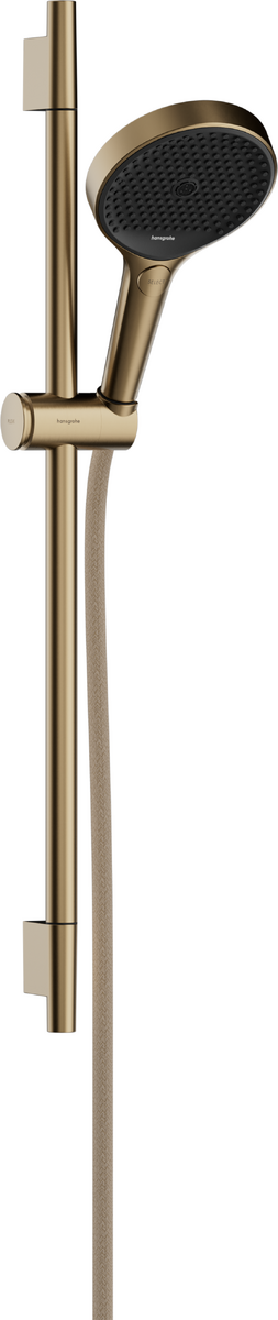 HANSGROHE Rainfinity Sprchová sada 130 3jet EcoSmart se sprchovou tyčí S Puro 65 cm, jezdec s tlačítkem Push a textilní sprchová hadice Designflex 160 cm #28746140 - kartáčovaný bronz