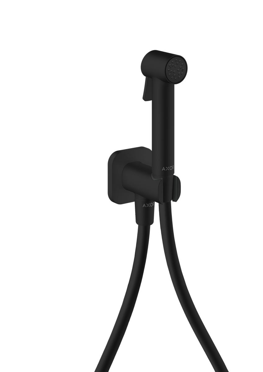 HANSGROHE AXOR Bidette Sprchy Bidette ruční sprcha 1jet softsquare na studenou vodu s držákem sprchy a sprchovou hadicí 1,25 m #29241670 - matná černá