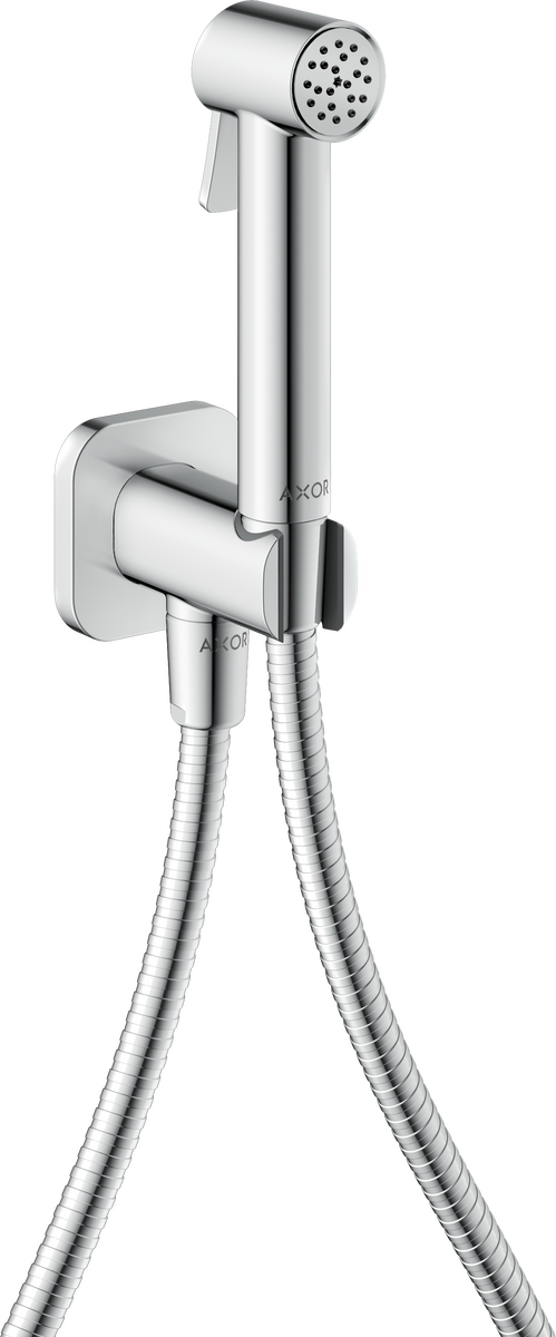 HANSGROHE AXOR Bidette Sprchy Bidette ruční sprcha 1jet softsquare na studenou vodu s držákem sprchy a sprchovou hadicí 1,25 m #29241000 - chrom