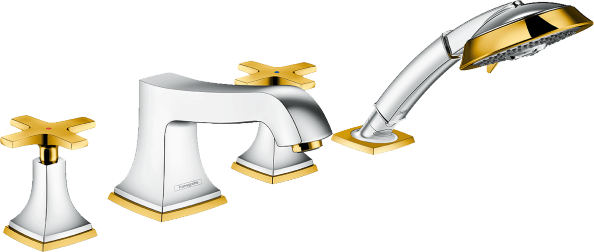 HANSGROHE Metropol Classic 4-otvorová vanová okrajová baterie s křížovými rukojeťmi #31449090