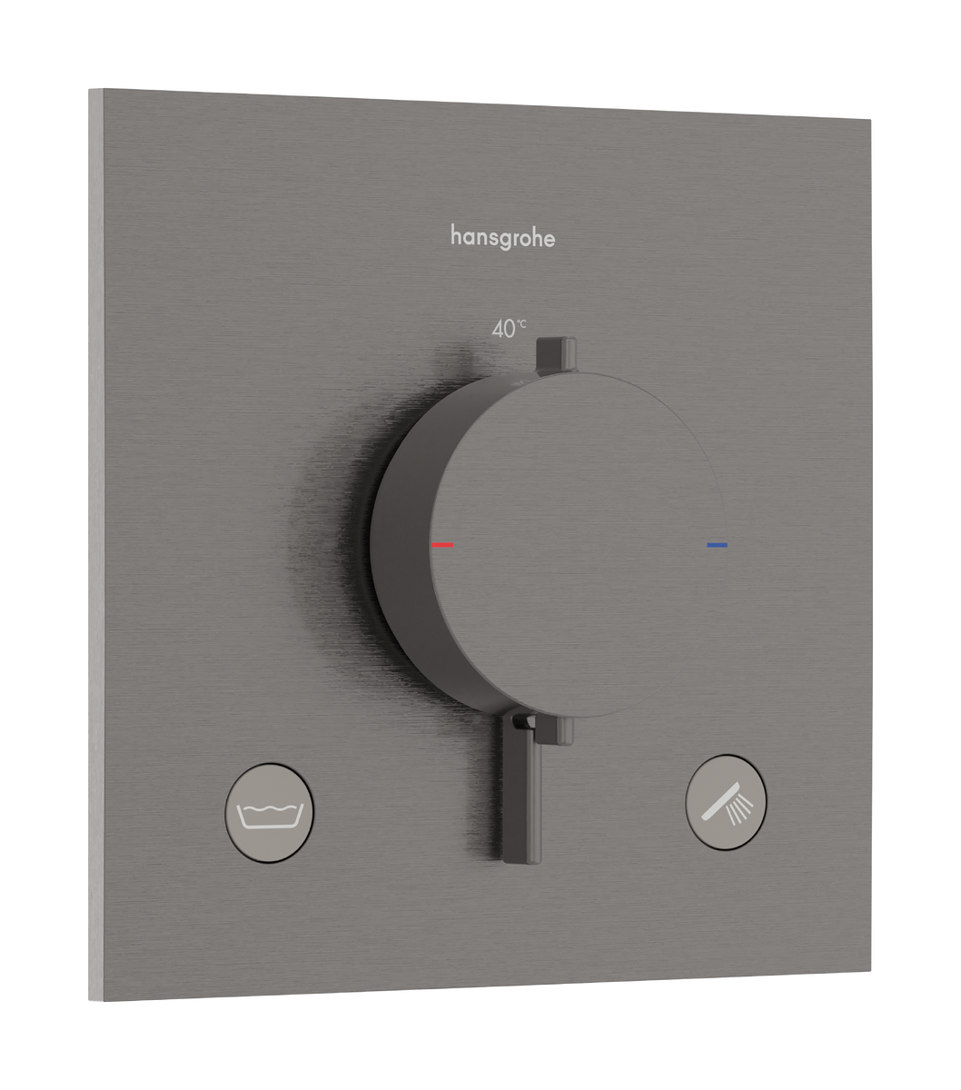 HANSGROHE Ecostat Comfort E Termostat pod omítku pro 2 spotřebiče se zabudovanou bezpečnostní kombinací dle EN1717 #33716340 - kartáčovaný černý chrom