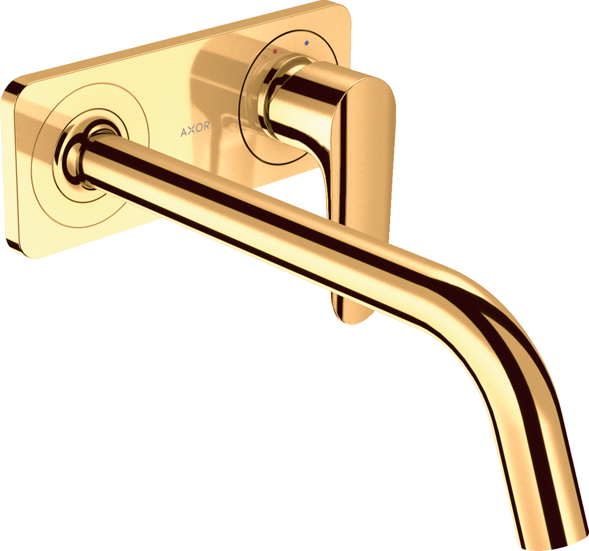 HANSGROHE AXOR Citterio M podomítková jednopáková umyvadlová baterie k montáži na stěnu s výtokem a deskou 227 mm #34115990 - Polished Gold Optic