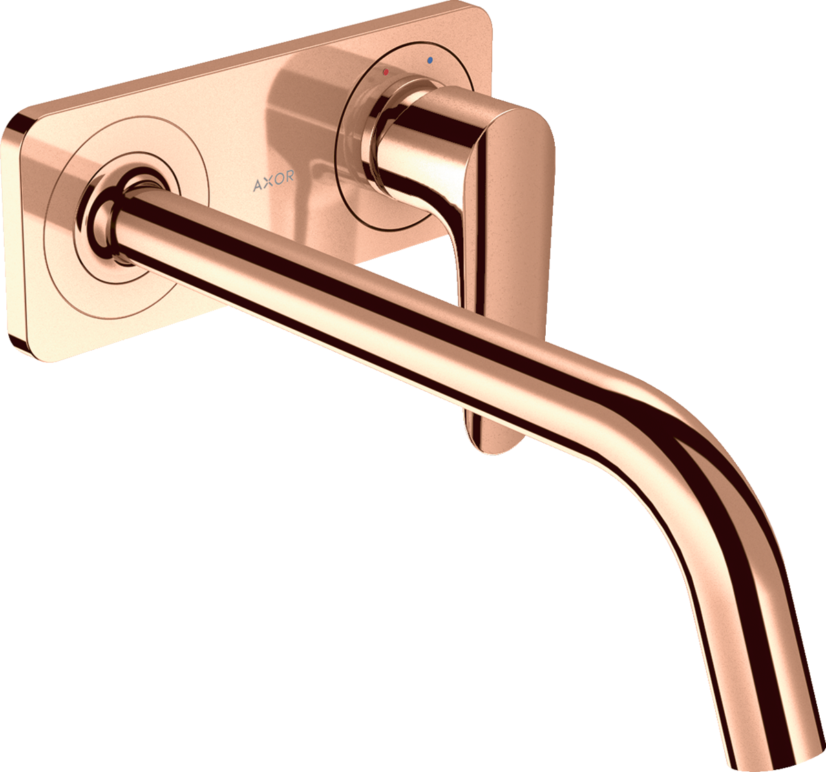 HANSGROHE AXOR Citterio M podomítková jednopáková umyvadlová baterie k montáži na stěnu s výtokem a deskou 227 mm #34115300 - Leštěné červené zlato
