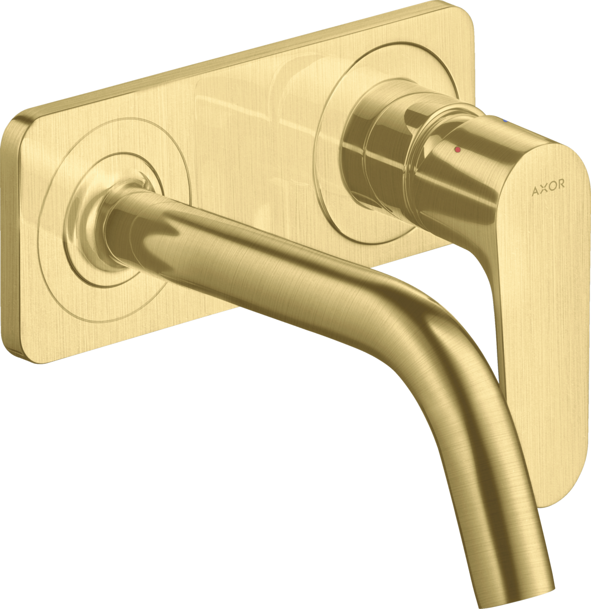 HANSGROHE AXOR Citterio M podomítková jednopáková umyvadlová baterie k montáži na stěnu s výtokem a deskou 167 mm #34112950 - kartáčovaná mosaz
