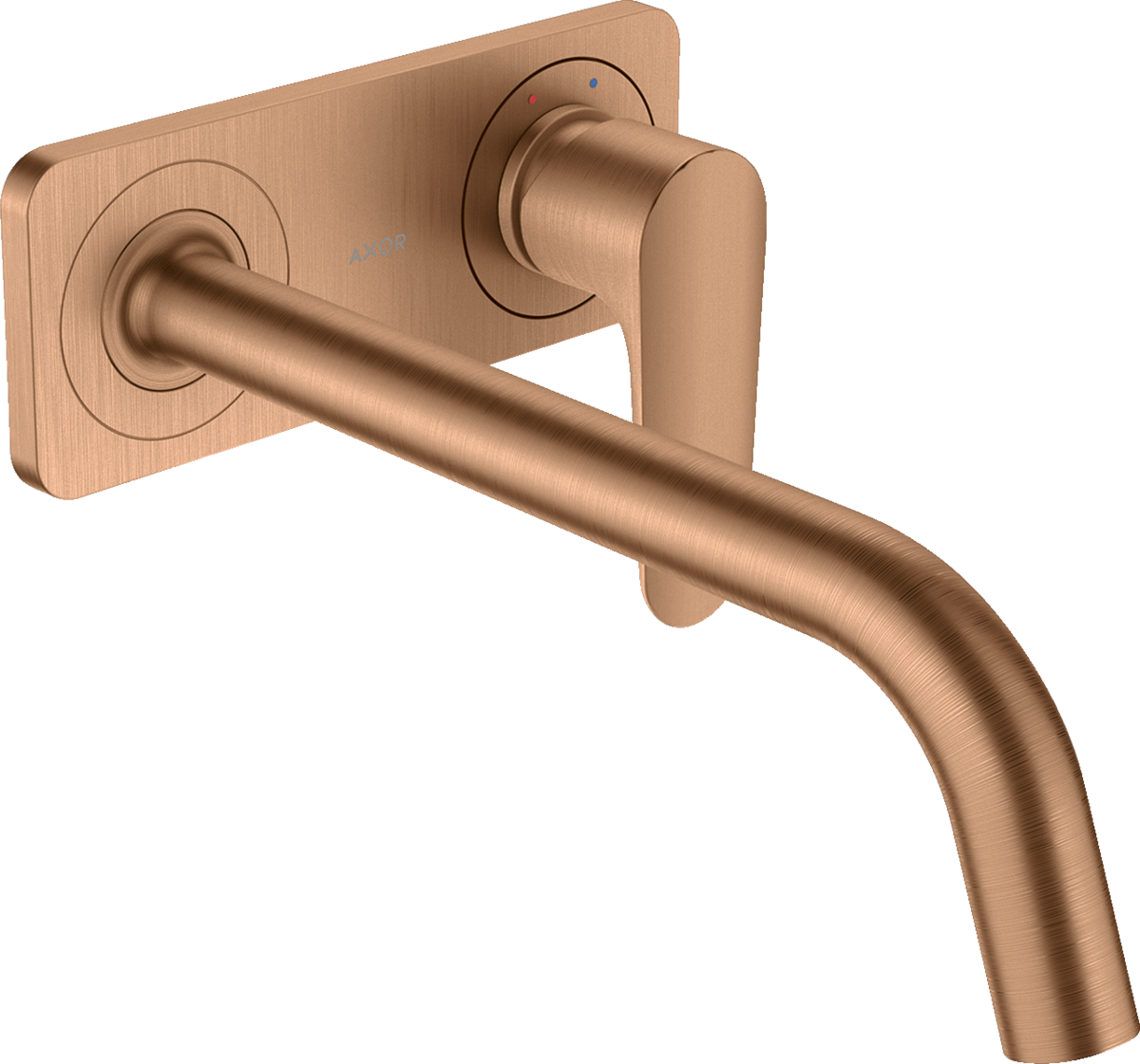 HANSGROHE AXOR Citterio M podomítková jednopáková umyvadlová baterie k montáži na stěnu s výtokem a deskou 227 mm #34115140 - kartáčovaný bronz