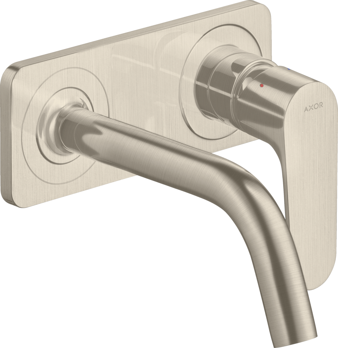 HANSGROHE AXOR Citterio M podomítková jednopáková umyvadlová baterie k montáži na stěnu s výtokem a deskou 167 mm #34112820 - kartáčovaný nikl