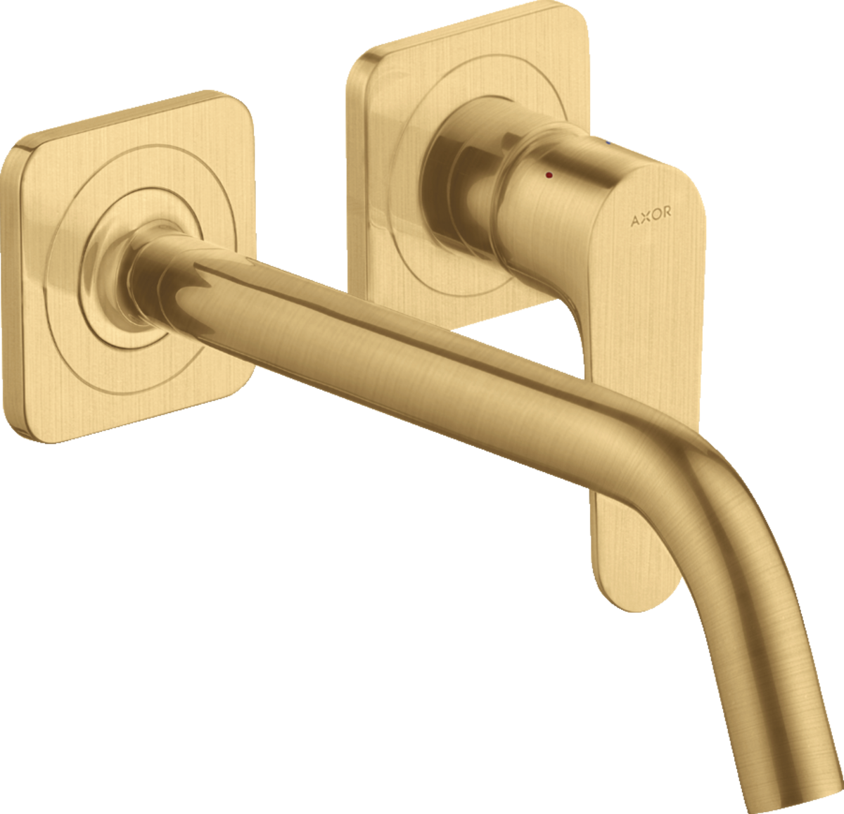 HANSGROHE AXOR Citterio M podomítková jednopáková umyvadlová baterie k montáži na stěnu s výtokem 227 mm a rozetami #34116250 - Brushed Gold Optic