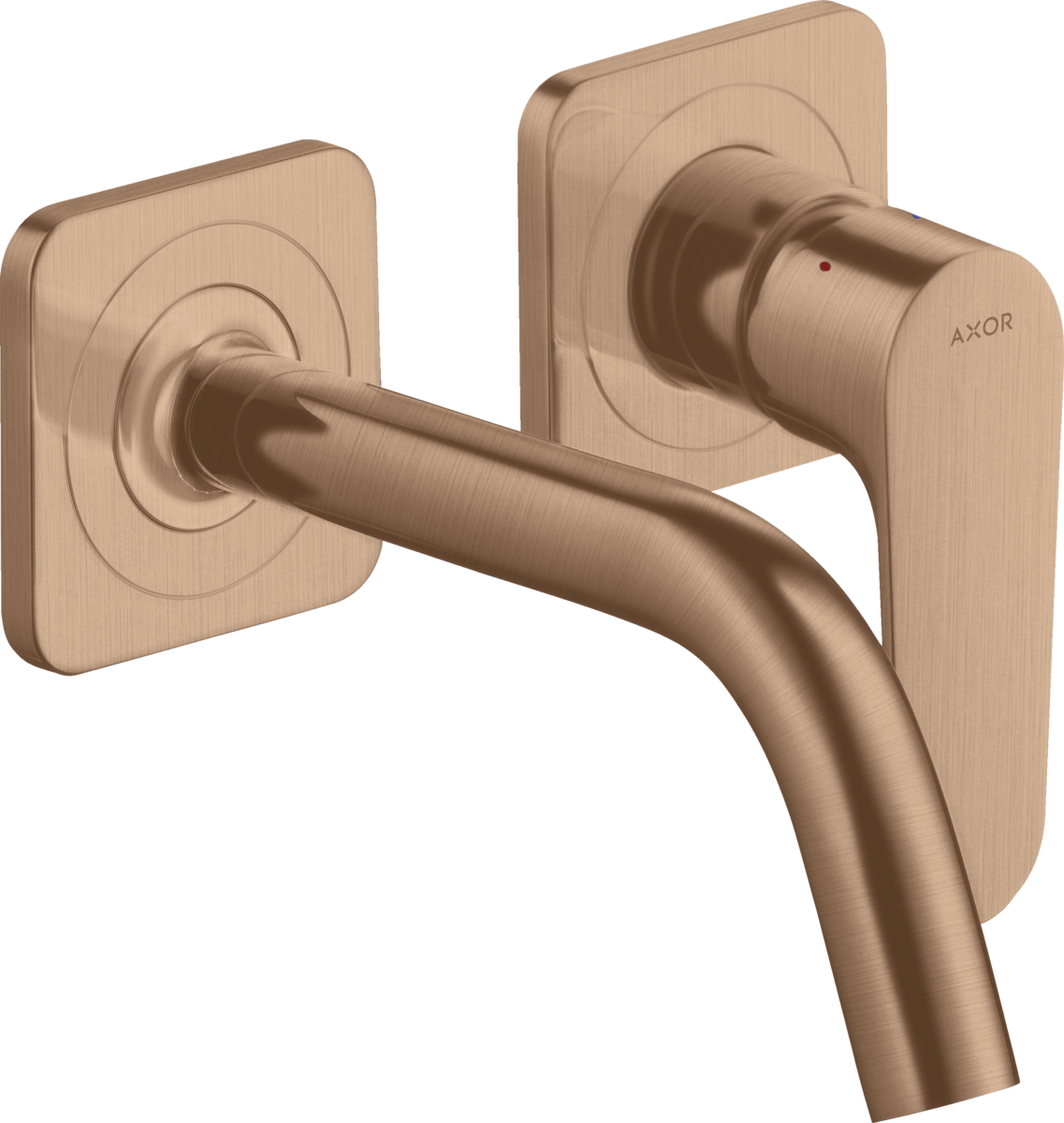 HANSGROHE AXOR Citterio M podomítková jednopáková umyvadlová baterie k montáži na stěnu s výtokem 167 mm a rozetami #34113310 - Brushed Red Gold