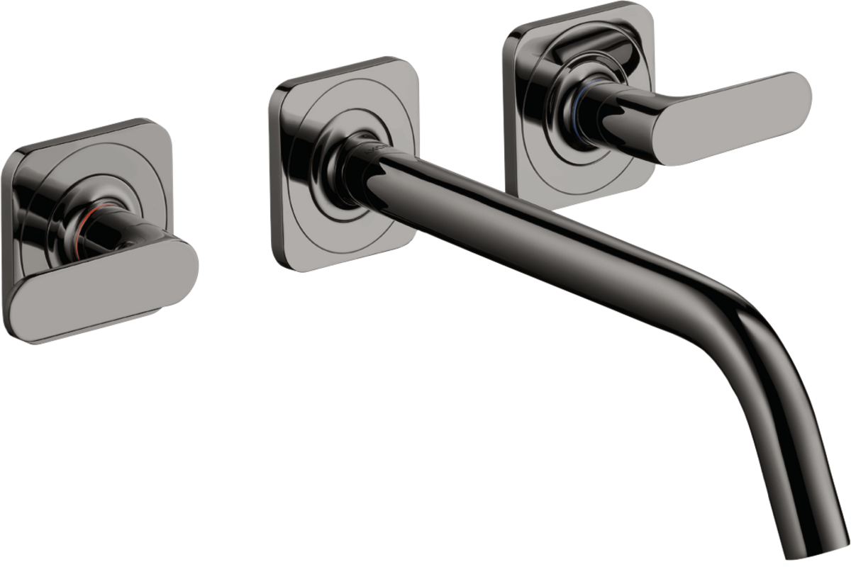 HANSGROHE AXOR Citterio M 3otvorová podomítková umyvadlová baterie pro montáž na stěnu s výtokem 226 mm, pákovými rukojeťmi a rozetami #34315330