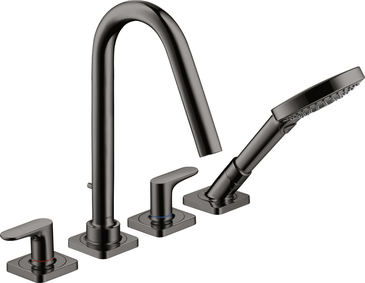 HANSGROHE AXOR Citterio M 4-otvorová baterie s pákovými rukojeťmi a rozetami #34454330 - Leštěný černý chrom