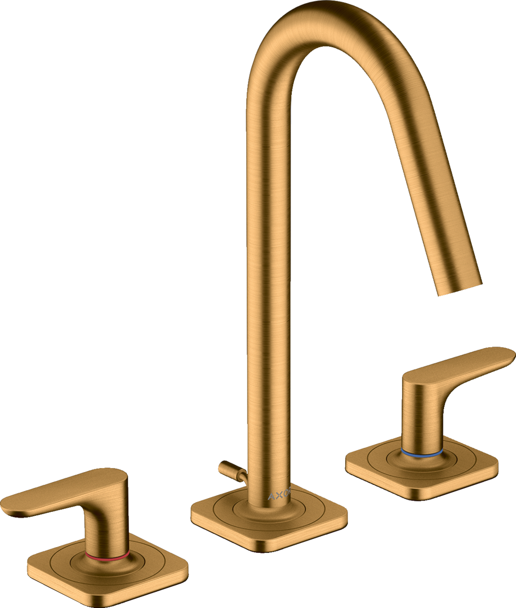 HANSGROHE AXOR Citterio M tříotvorová umyvadlová baterie 160 s pákovými rukojeťmi, rozetami a výsuvným odpadem #34133250