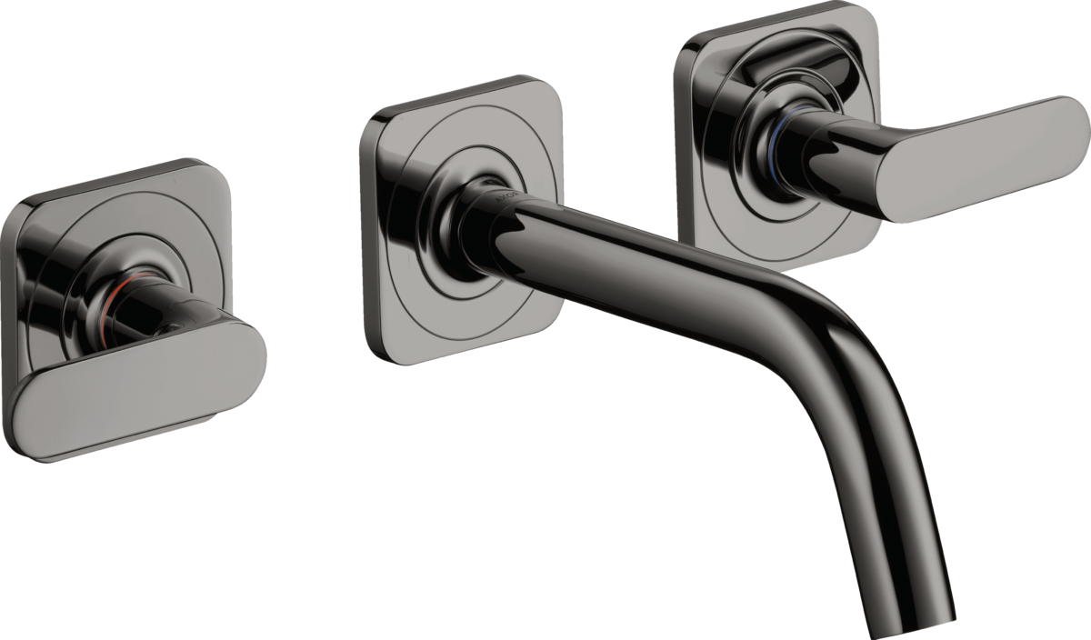 HANSGROHE AXOR Citterio M 3otvorová podomítková umyvadlová baterie pro montáž na stěnu s výtokem 166 mm, pákovými rukojeťmi a rozetami #34313330
