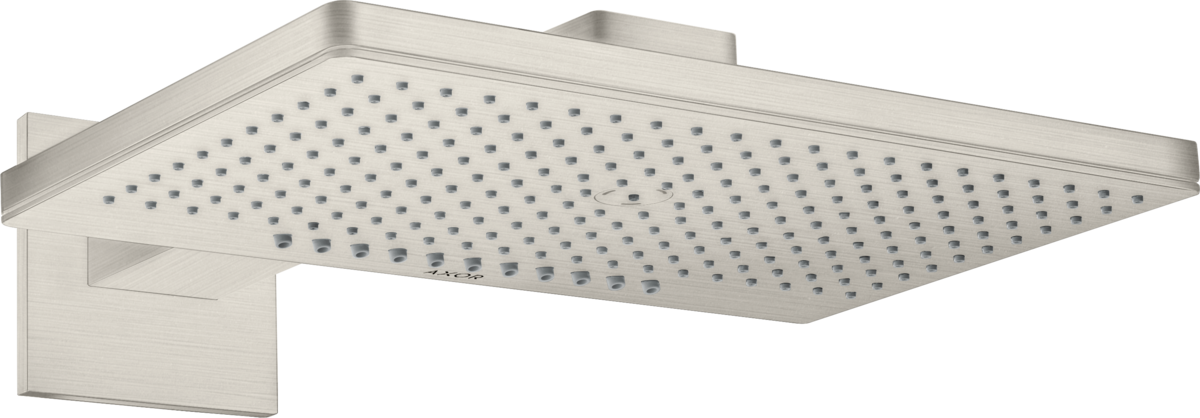 HANSGROHE AXOR ShowerSolutions horní sprcha 460/300 2jet se sprchovým ramenem a čtvercovou rozetou #35280800 - nerezová ocel Optic