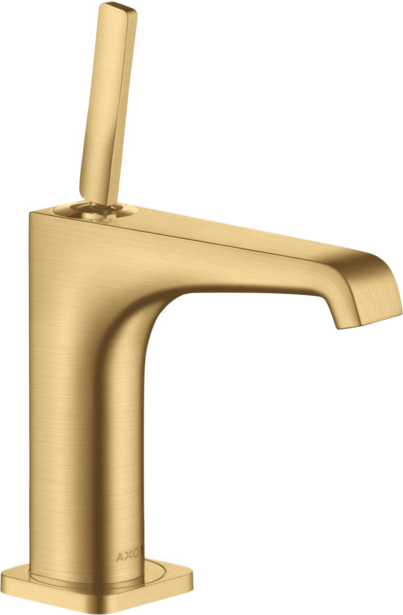 HANSGROHE AXOR Citterio E jednopáková umyvadlová baterie 130 s kolíkovou rukojetí a výsuvným odpadem #36101250 - Brushed Gold Optic