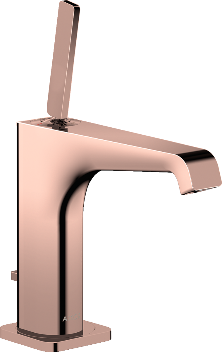 HANSGROHE Jednopáková umyvadlová baterie AXOR Citterio E 130 s vytahovací rukojetí a výsuvným odpadem #36100300 - Leštěné červené zlato