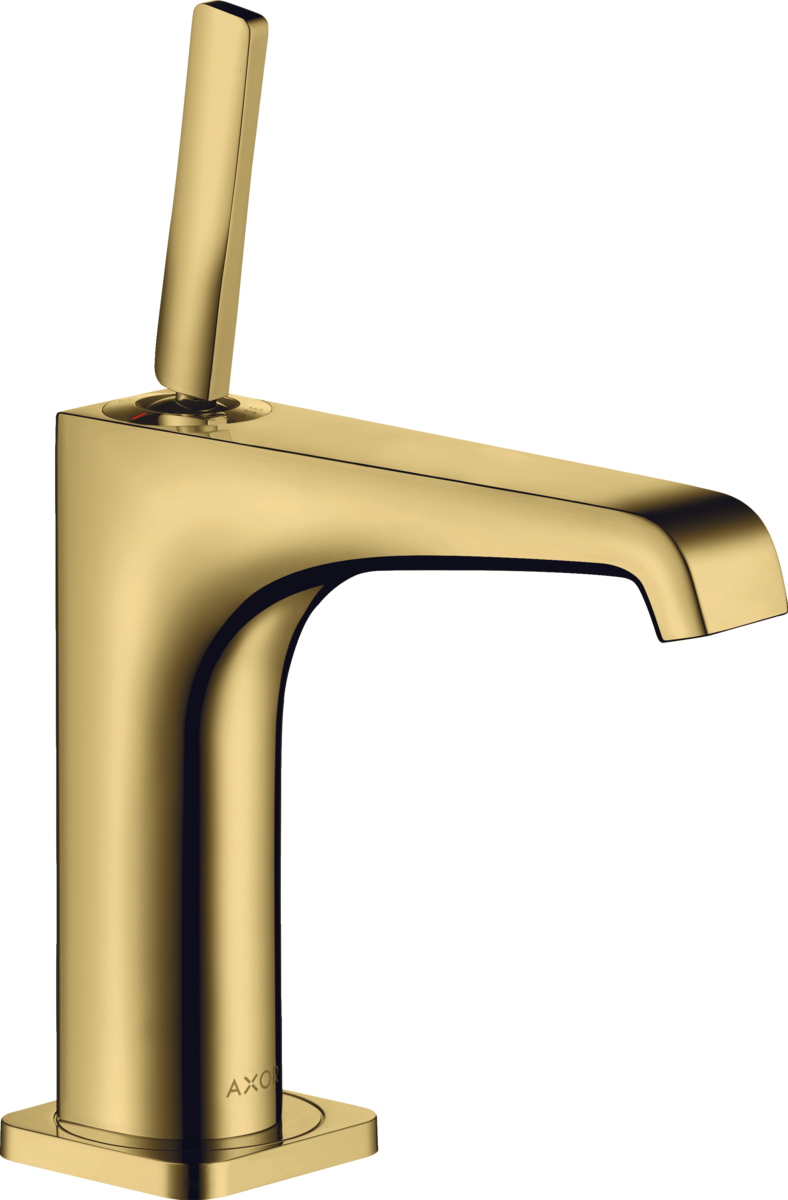 HANSGROHE AXOR Citterio E jednopáková umyvadlová baterie 130 s kolíkovou rukojetí a výsuvným odpadem #36101990 - Polished Gold Optic