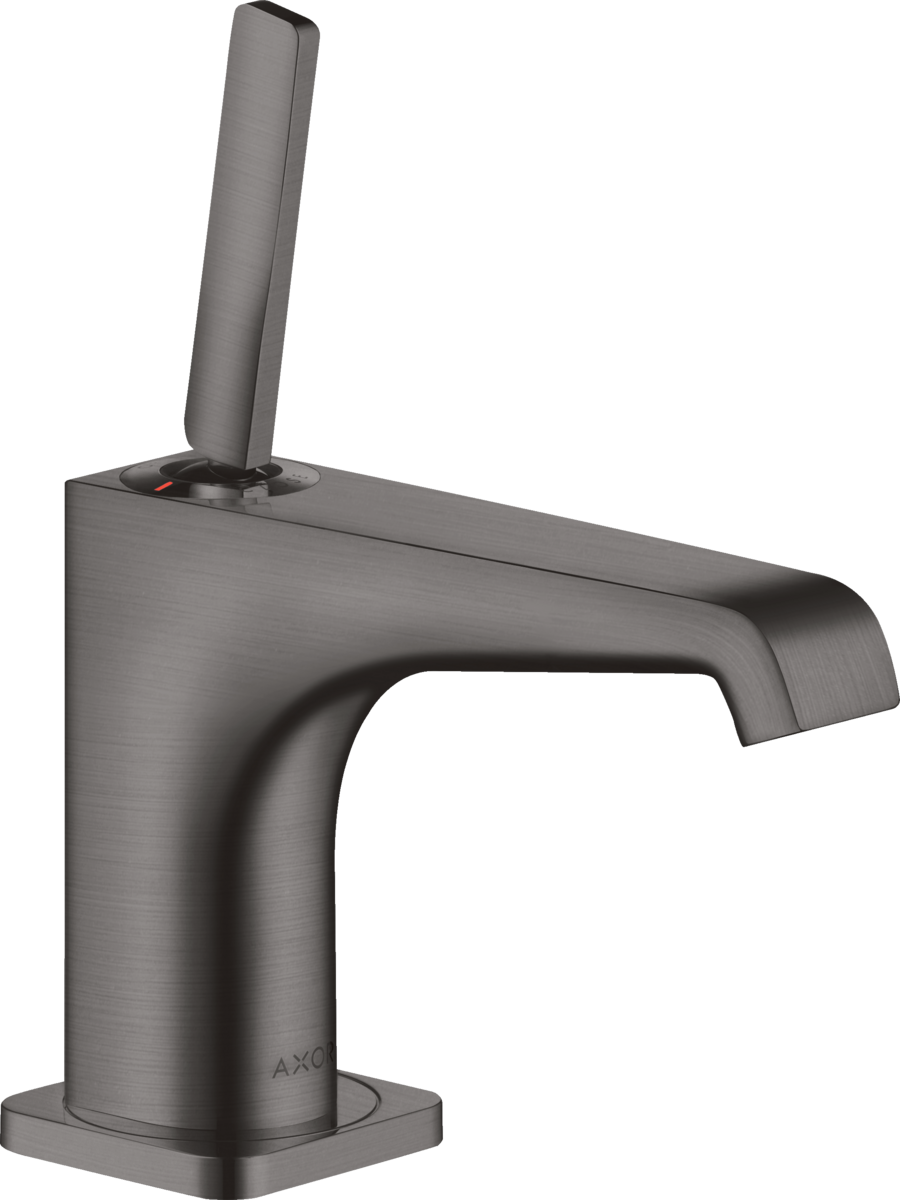 HANSGROHE AXOR Citterio E Páková umyvadlová baterie 90 s kolíkovou rukojetí, pro umývátka, s odtokovou soupravou #36102340 - kartáčovaný černý chrom