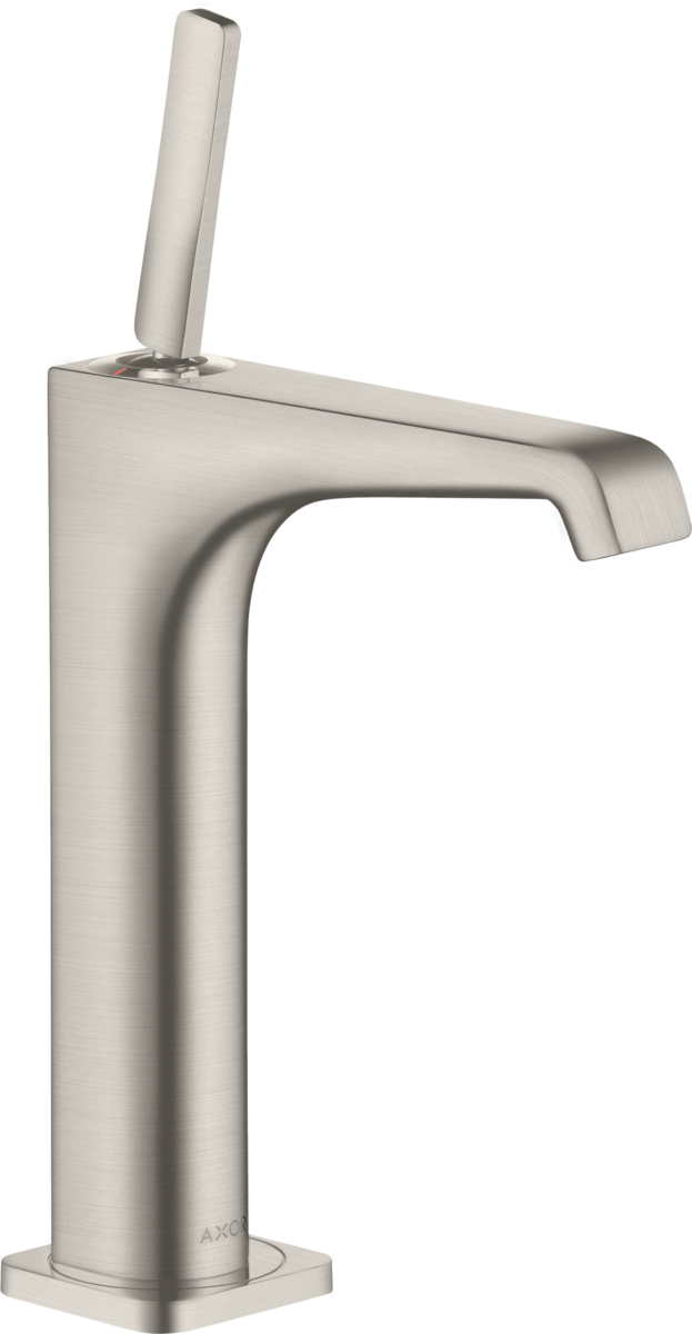 HANSGROHE AXOR Citterio E jednopáková umyvadlová baterie 190 s kolíkovou rukojetí pro umyvadla na desku s výsuvným odpadem #36103800 - nerezová ocel Optic