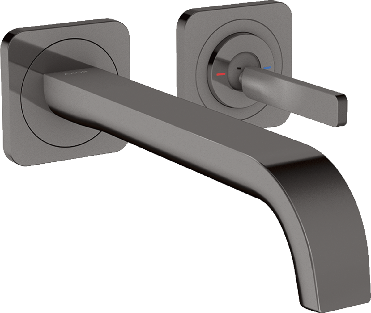 HANSGROHE AXOR Citterio E podomítková jednopáková umyvadlová baterie pro montáž na stěnu s kolíkovou rukojetí, výtokem 221 mm a rozetami #36106330 - Leštěný černý chrom