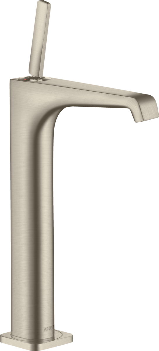 HANSGROHE AXOR Citterio E jednopáková umyvadlová baterie 250 s kolíkovou rukojetí pro umyvadla na desku s výsuvným odpadem #36104820 - kartáčovaný nikl