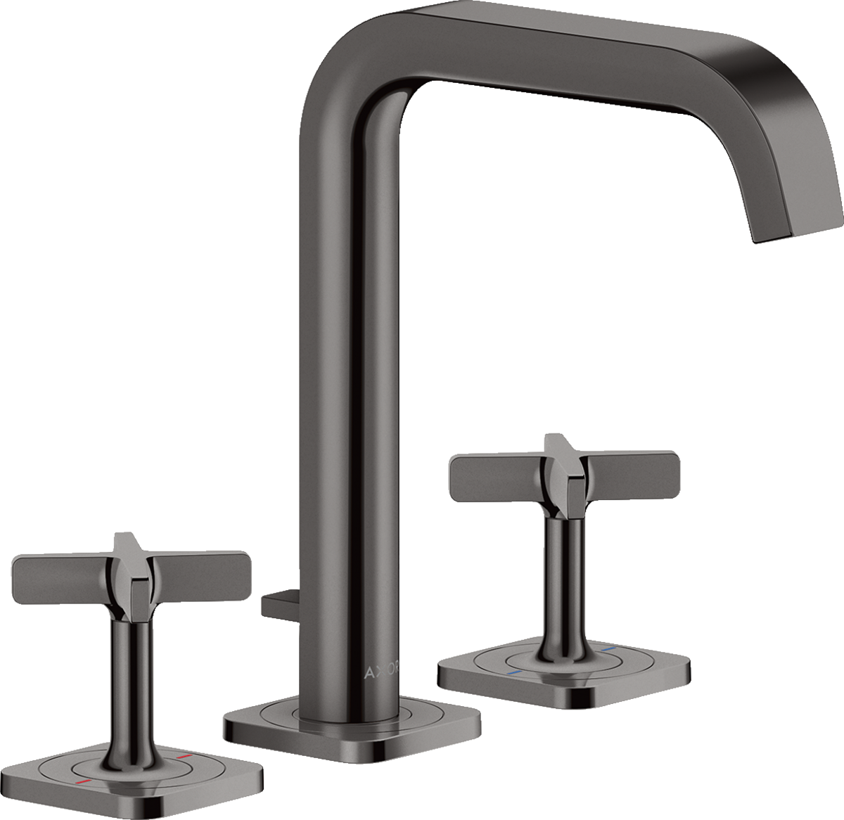 HANSGROHE AXOR Citterio E tříotvorová umyvadlová baterie 170 s rozetami a výsuvným odpadem #36108330 - Leštěný černý chrom