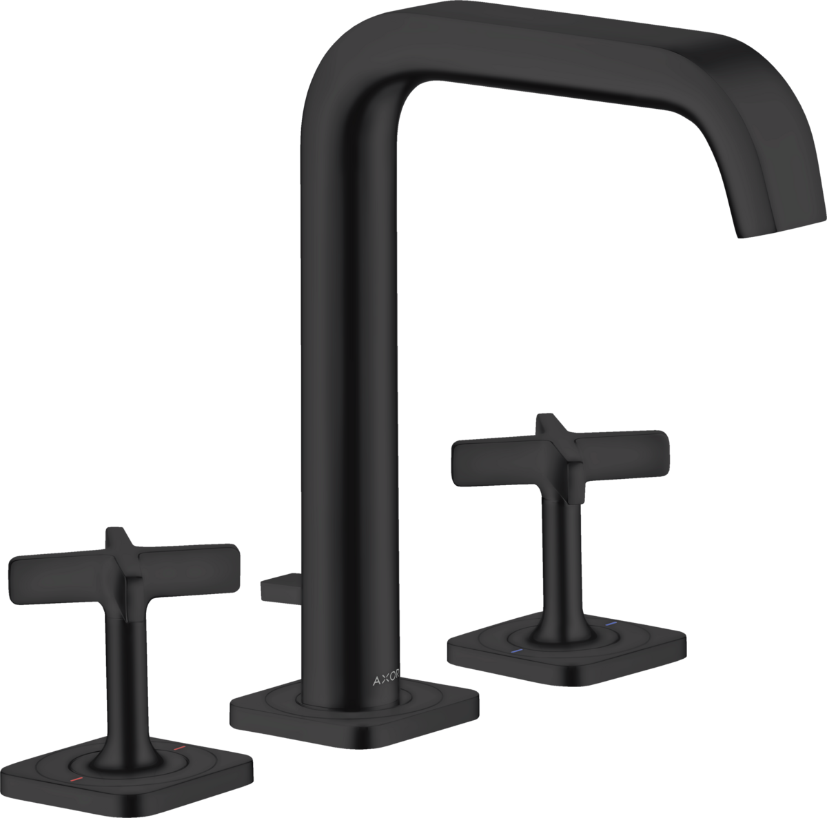 HANSGROHE AXOR Citterio E 3otvorová umyvadlová baterie 170 s rozetami a odtokovou soupravou s táhlem #36108670 - matná černá