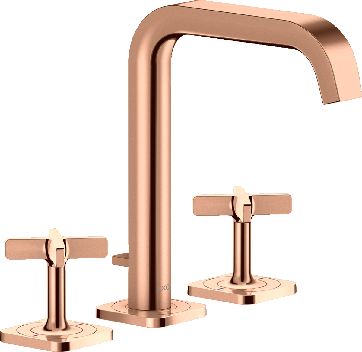 HANSGROHE AXOR Citterio E tříotvorová umyvadlová baterie 170 s rozetami a výsuvným odpadem #36108300 - leštěné červené zlato