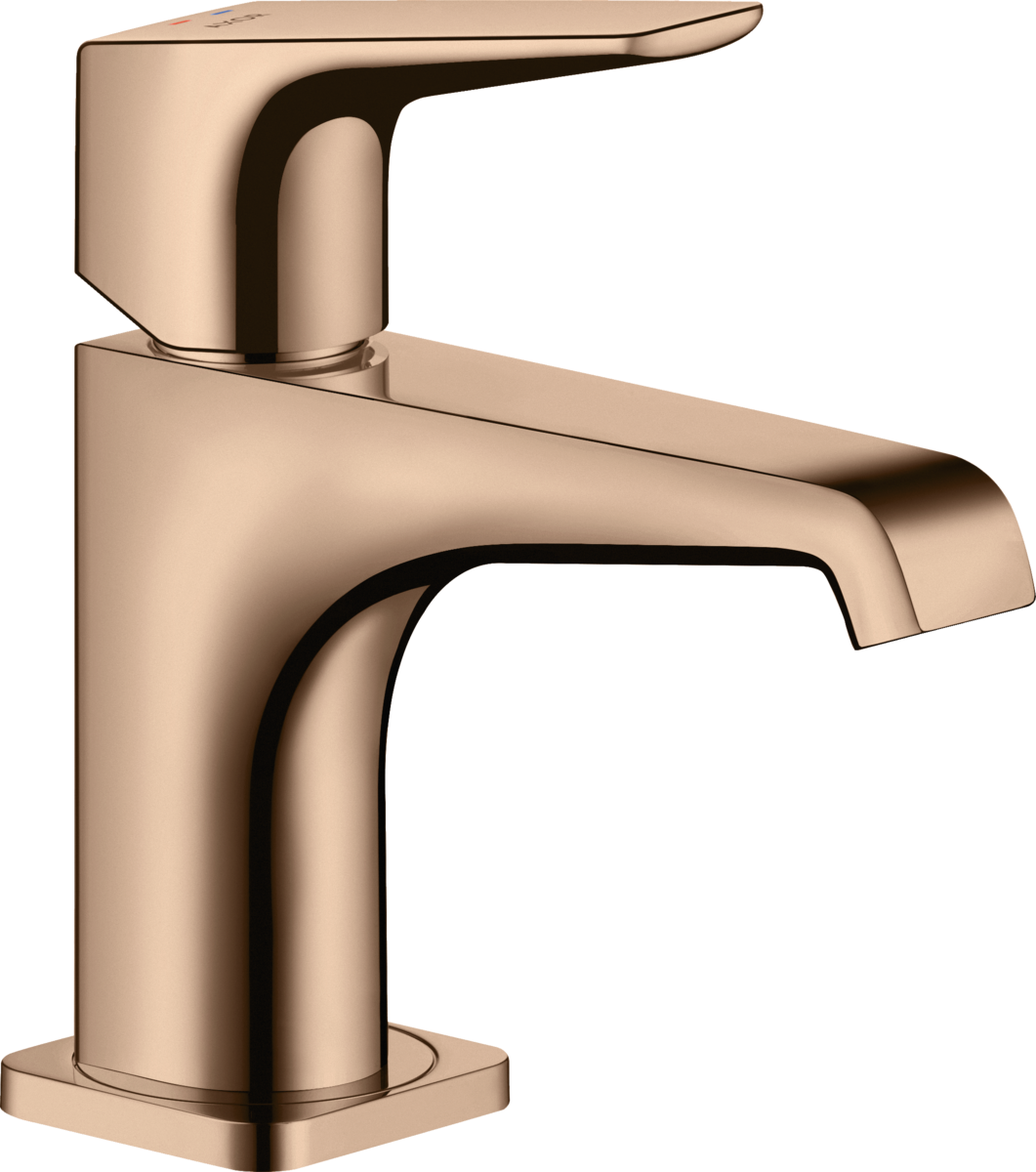 HANSGROHE AXOR Citterio E jednopáková umyvadlová baterie 90 s pákovou rukojetí pro umyvadlo s výsuvným odpadem #36112300 - leštěné červené zlato