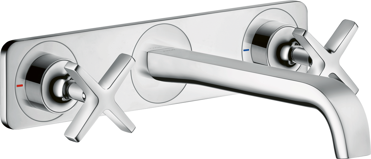 HANSGROHE AXOR Citterio E 3otvorová umyvadlová baterie pod omítku, montáž na stěnu, s výtokem 220 mm a deskou #36115000 - chrom