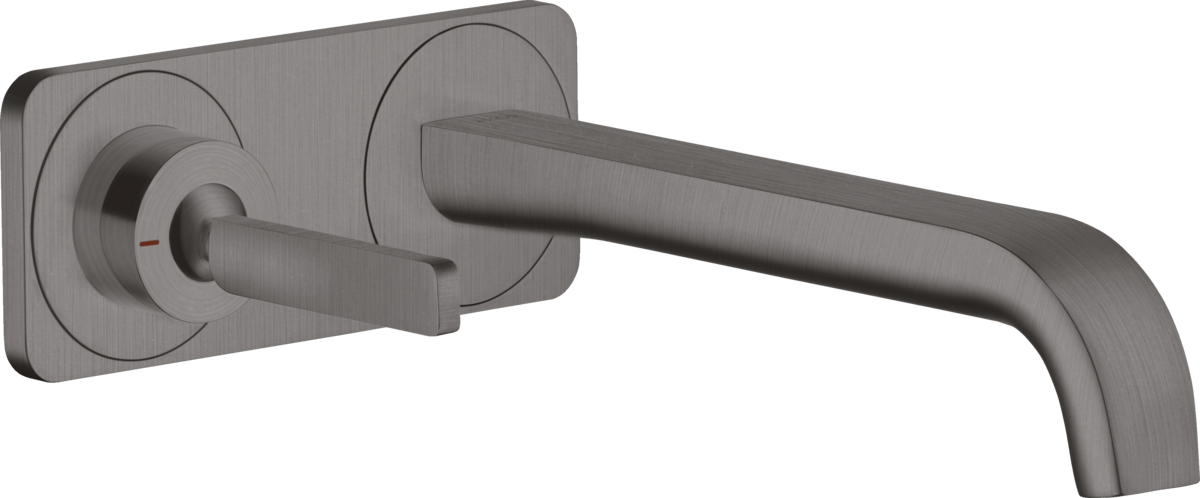 HANSGROHE AXOR Citterio E Páková umyvadlová baterie pod omítku, montáž na stěnu, s kolíkovou rukojetí, s výtokem 221 mm a deskou #36114340 - kartáčovaný černý chrom