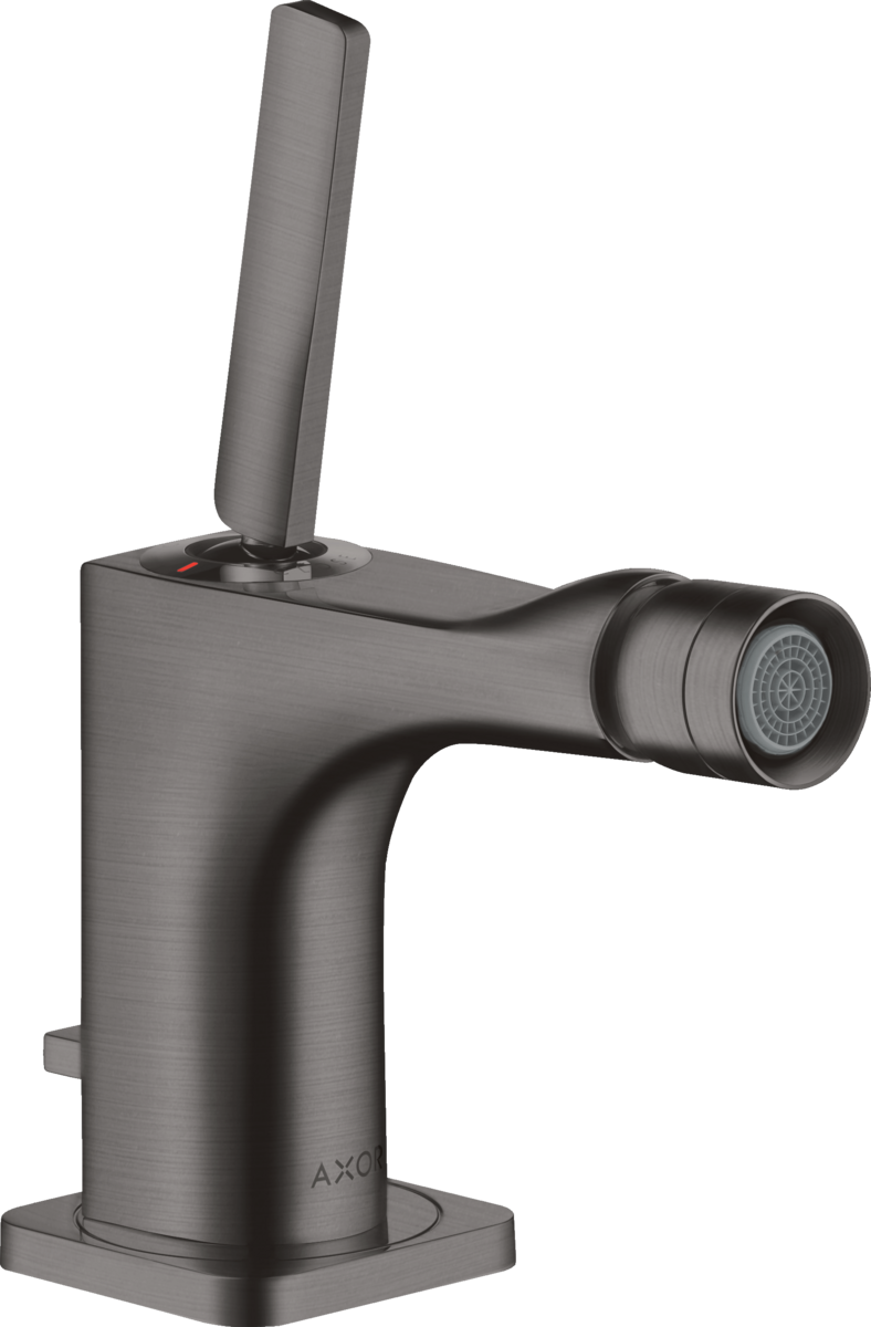HANSGROHE AXOR Citterio E Páková bidetová baterie s kolíkovou rukojetí a odtokovou soupravou s táhlem #36120340 - kartáčovaný černý chrom