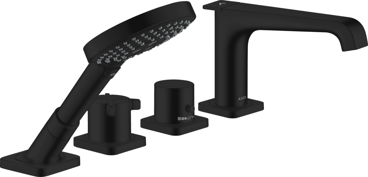 HANSGROHE AXOR Citterio E 4otvorová termostatická baterie na vanový sokl #36410670 - matná černá