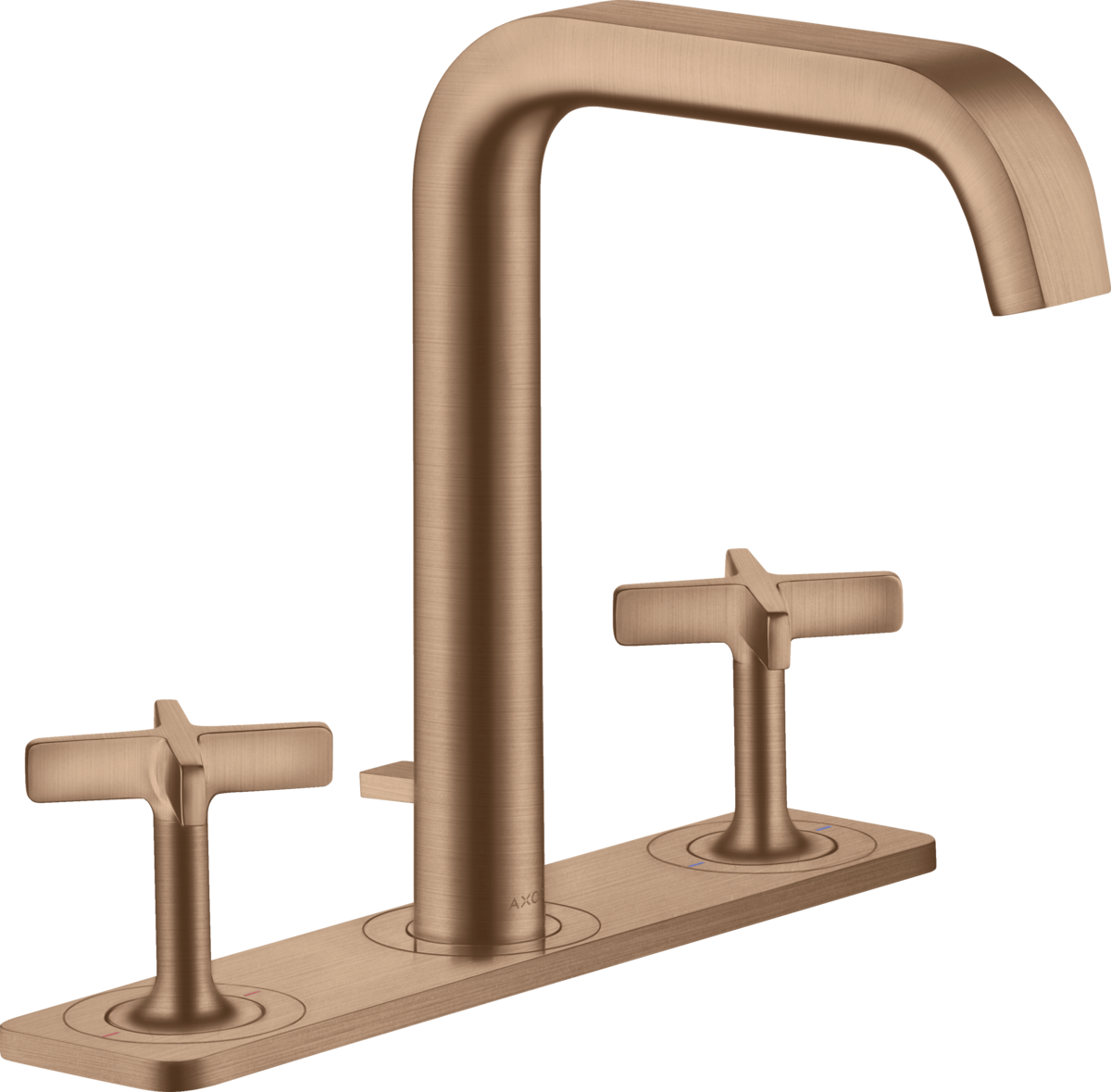 HANSGROHE AXOR Citterio E tříotvorová umyvadlová baterie 170 s deskou a výsuvným odpadem #36116310 - kartáčovaná červenozlatá