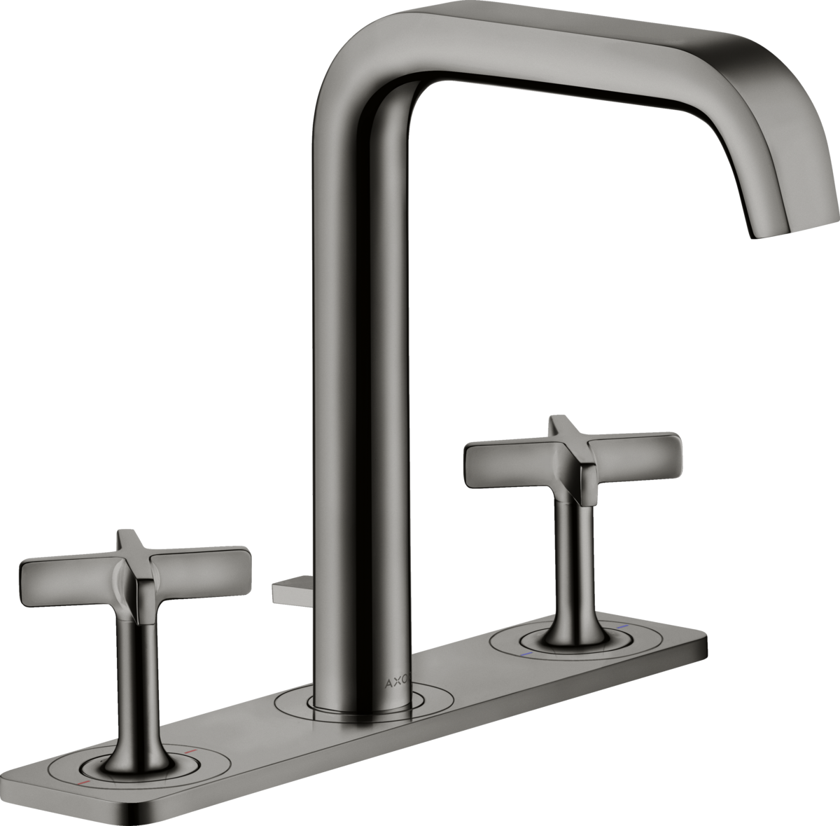 HANSGROHE AXOR Citterio E tříotvorová umyvadlová baterie 170 s deskou a výsuvným odpadem #36116330 - Leštěný černý chrom