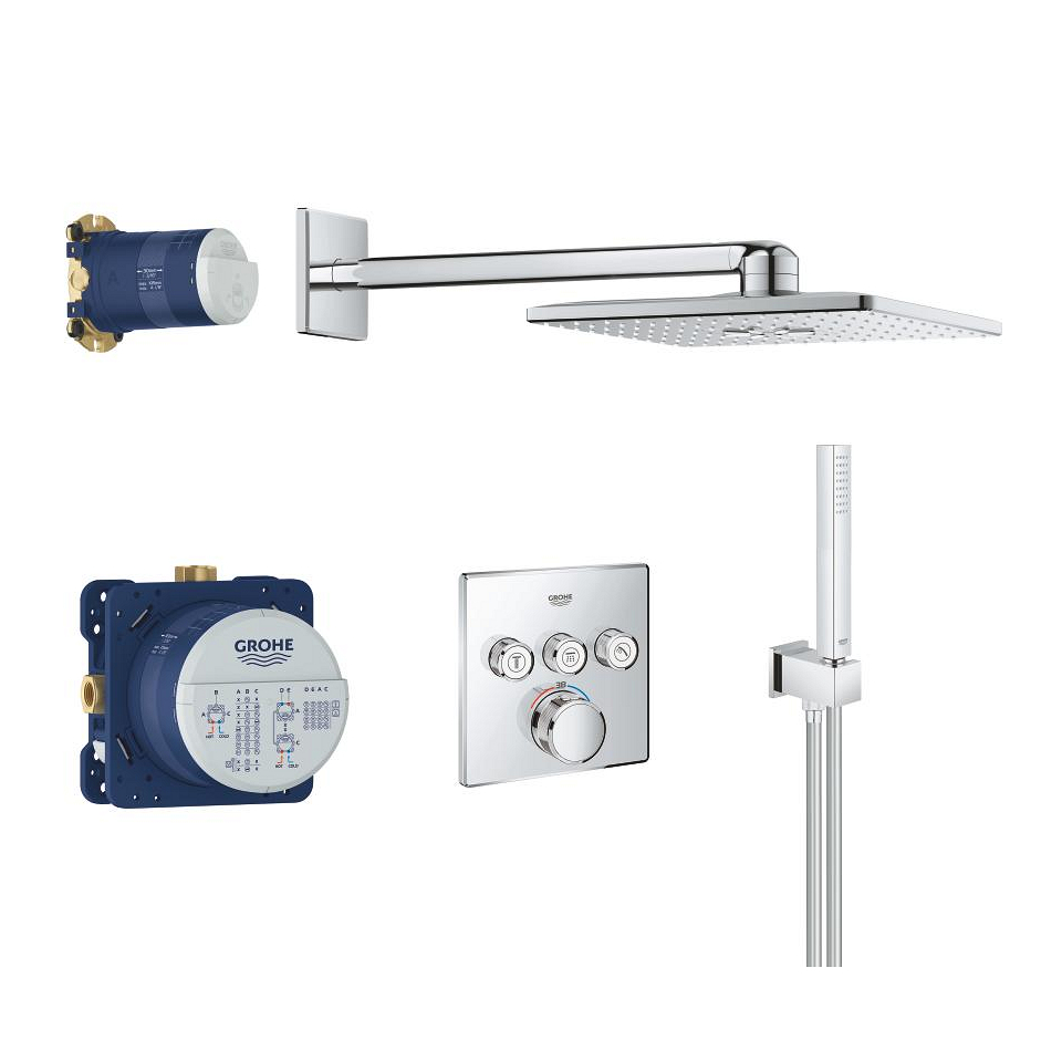 GROHE Grohtherm SmartControl Sprchový systém s hlavovou sprchou Rainshower SmartActive 310 Cube Chrom #34706000