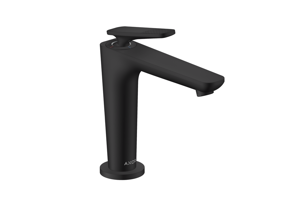 HANSGROHE AXOR Citterio C Páková umyvadlová baterie 125 s funkcí CoolStart, s odtokovou soupravou - kubický brus #49041670 - matná černá