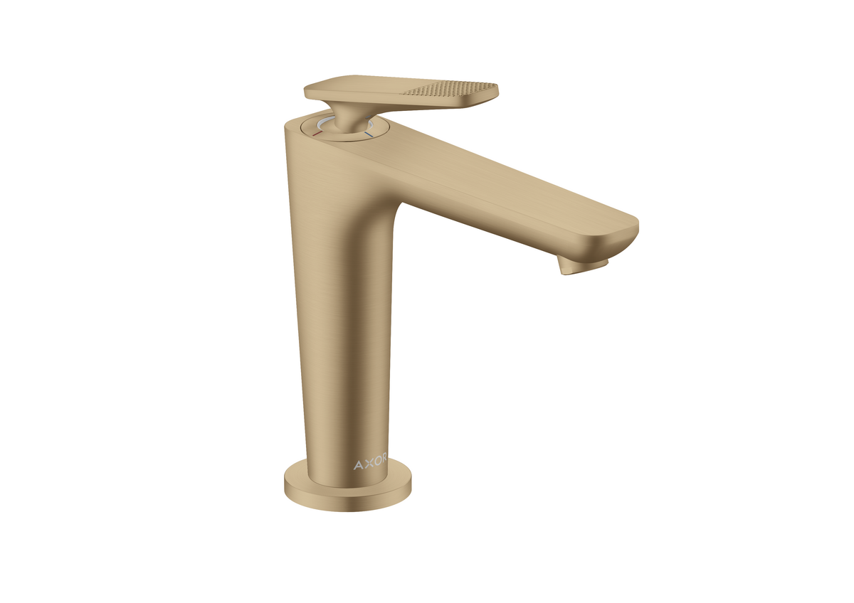 HANSGROHE AXOR Citterio C Páková umyvadlová baterie 125 s funkcí CoolStart, s odtokovou soupravou - kubický brus #49041140 - kartáčovaný bronz
