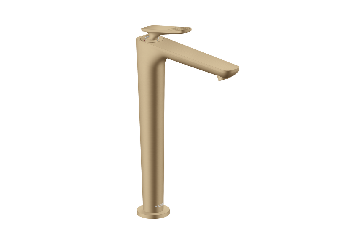 HANSGROHE AXOR Citterio C Páková umyvadlová baterie 250 s funkcí CoolStart, s odtokovou soupravou - kubický brus #49051140 - kartáčovaný bronz