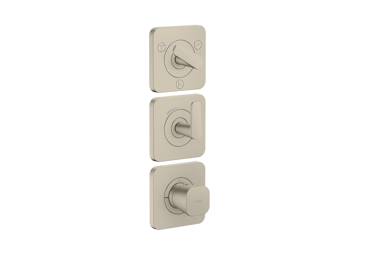 HANSGROHE AXOR Citterio C Modul termostatu 380/120 pod omítku, s rozetami, pro 3 spotřebiče #49710820 - kartáčovaný nikl