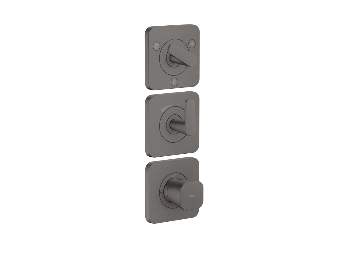 HANSGROHE AXOR Citterio C Modul termostatu 380/120 pod omítku, s rozetami, pro 3 spotřebiče #49710340 - kartáčovaný černý chrom