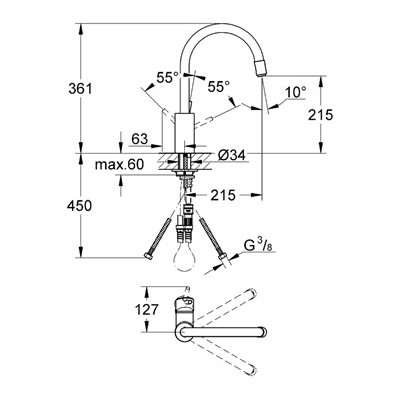 GROHE Concetto Páková dřezová baterie Chrom #32663001