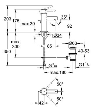 GROHE Essence Páková umyvadlová baterie DN 15, velikost S Chrom #3289800E