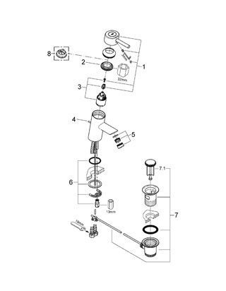 GROHE Jednopáková umyvadlová baterie Concetto, 1/2″ #3220400E - chrom